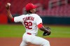 St. Louis Cardinals relief pitcher Genesis Cabrera throws during the sixth inning of a baseball game against the Cincinnati Reds Friday, Aug. 21, 2020, in St. Louis. (AP Photo/Jeff Roberson)