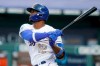 Kansas City Royals Jorge Soler hits a three-run home run off Minnesota Twins starting pitcher Jake Odorizzi during the first inning of a baseball game at Kauffman Stadium in Kansas City, Mo., Friday, Aug. 21, 2020. (AP Photo/Orlin Wagner)