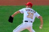 Washington Nationals starting pitcher Max Scherzer (31) throws during the first inning of a baseball game against the New York Mets in Washington, Wednesday, Aug. 5, 2020. (AP Photo/Manuel Balce Ceneta)