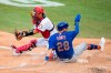 New York Mets J.D. Davis (28) slides safe to home beating the catch from Washington Nationals catcher Kurt Suzuki, left, during the fourth inning of a baseball game in Washington, Wednesday, Aug. 5, 2020. (AP Photo/Manuel Balce Ceneta)