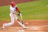 Washington Nationals' Trea Turner hits a single during the fifth inning of a baseball game against the Baltimore Orioles in Washington, Saturday, Aug. 8, 2020. (AP Photo/Manuel Balce Ceneta)