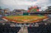 Members of the New York Yankees and Washington Nationals kneel before the start of the first inning of an opening day baseball game at Nationals Park, Thursday, July 23, 2020, in Washington. (AP Photo/Alex Brandon)