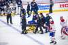 MIKAELA MACKENZIE / WINNIPEG FREE PRESS
Paramedics take Montreal's Jake Evans off the ice on a stretcher after he was checked by Mark Scheifele late in Wednesday night's game.