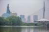 MIKAELA MACKENZIE / WINNIPEG FREE PRESS
The smoky city skyline, as seen from Tache Promenade, in Winnipeg on Tuesday, July 20, 2021. Standup.Winnipeg Free Press 2021.