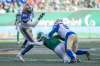 Blue Bombers defensive back Brandon Alexander (left) had two interceptions in the Bombers' Labour Day Classic victory over the Saskatchewan Roughriders. (Kayle Neis / The Canadian Press files)