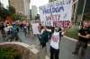 A couple of hundred anti-vaxxers gathered at the Manitoba legislature and walked to city hall to proest COVID-19 vaccine requirements. (John Woods / Winnipeg Free Press)