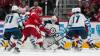 (AP Photo/Paul Sancya)
Winnipeg Jets goaltender Connor Hellebuyck defends against the Detroit Red Wings in the third period Thursday in Detroit.