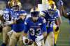 Andrew Harris celebrates a touchdown against the Edmonton Elks during the second half on Oct. 8. (John Woods / The Canadian Press files)