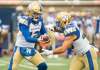 Graham Hughes / The Canadian Press
Sean McGuire hands off to Brady Oliveira. The Bombers No. 2 QB wasn&rsquo;t brilliant Saturday.