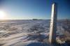 A border marker is shown at the Canada-U.S. border at Emerson, near the site where a family of four people froze to death last week. (John Woods / The Canadian Press files)