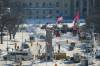 MIKE DEAL / WINNIPEG FREE PRESS
Protesters block the entrance to the Manitoba Legislative building on Broadway Avenue Friday.