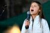 Swedish climate activist Greta Thunberg speaks during a Fridays for Future global climate strike protest in Stockholm on Oct. 22. (Erik Simander / Associated Press files)