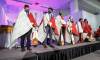 MIKE DEAL / WINNIPEG FREE PRESS Winnipeg Mayor Brian Bowman (from left), Prime Minister Trudeau, federal Housing Minister Ahmed Hussen, federal Indigenous Services Minister Patty Hajdu, Manitoba Premier Heather Stefanson, and federal Minister of Northern Affairs Dan Vandal, receive commissioned blankets from the Southern Chiefs Organization and paddles from the Hudson’s Bay Company at Friday’s ceremony.