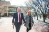 MIKAELA MACKENZIE / WINNIPEG FREE PRESS
Scott Gillingham walks to the clerk’s office with his wife, Marla, to register for the mayoral race at City Hall in Winnipeg on Monday.