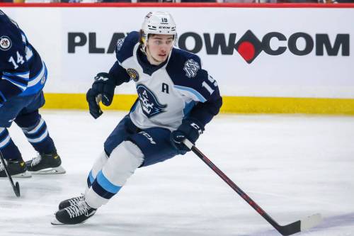 Jonathan Kozub / Manitoba Moose
Milwaukee Admirals Cody Glass during playoff action against the Manitoba Moose at Canada Life Centre, Wednesday.