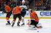 (AP Photo/Chris Carlson)
Anaheim Ducks goaltender John Gibson, right, blocks a shot during the first period against the Winnipeg Jets in Anaheim, Friday.