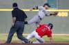 Kevin Lachance beats the throw to steal second last May. Lachance has signed a contract to rejoin the Goldeyes. (John Woods / Free Press files)