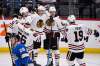Fred Greenslade / The Canadian Press
Chicago Blackhawks&rsquo; Dominik Kubalik (centre) celebrates his goal against the Winnipeg Jets, which was aided by a landmark assist from Jonathan Toews (19).