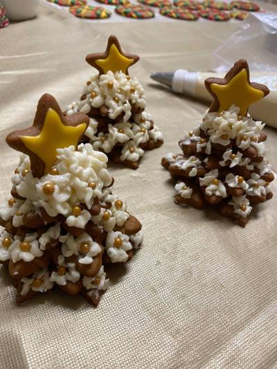 SUPPLIED
The Gingerbread Cookies are good on their own, but consider stacking larger-to-smaller shapes to make trees, then decorate with more icing.