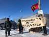 Danielle Da Silva / Winnipeg Free Press files
Demonstrators block a portion of the Canadian National rail line 25 kilometres west of Winnipeg on Feb. 12, in solidarity with protests on traditional Wet’suwet’en territory in B.C.