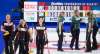 Team Ontario skip Rachel Homan and her team beat team Wild Card skip Jennifer Jones and her team (right) during semifinal action at the Scotties Tournament of Hearts in Moose Jaw, Sask., Sunday. (Jonathan Hayward / The Canadian Press)