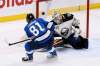 Kyle Connor scores on Buffalo Sabres goaltender Carter Hutton during the first period. (Fred Greenslade / The Canadian Press)