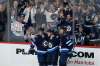 THE CANADIAN PRESS/John Woods
Winnipeg Jets' Cody Eakin, Nikolaj Ehlers and Tucker Poolman celebrate Ehlers' goal against the Vegas Golden Knights in the first period in Winnipeg on Friday.
