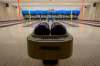 The Harley Davidson Motorcycle that sits above the lanes at Roxy Lanes bowling alley was originally in the Nor-Villa Hotel, owned by Rob Gauthier’s brother. The 2003 Softail Deuce still ran when it was strung up with industrial cables. (Jesse Boily / Winnipeg Free Press)