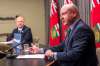 MIKAELA MACKENZIE / WINNIPEG FREE PRESS FILES
Chief provincial public health officer Dr. Brent Roussin (right), and Minister of Education Kelvin Goertzen took part in a moderated telephone town hall Tuesday fielding more than a dozen questions from Manitobans on the government’s plans to reopen schools.