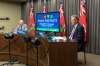 JESSE BOILY / WINNIPEG FREE PRESS
Premier Brian Pallister, right, and Dr. Brent Roussin announce a new COVID-19 alert system at the Legislative building on Wednesday.