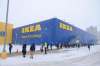 A line of customers snakes around the corner at IKEA Saturday on the first day of eased shopping restrictions in the province. (Daniel Crump / Winnipeg Free Press)