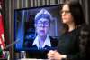 Lynn Stevenson, external reviewer, speaks virtually at a press conference about the results of the review of the deadly COVID-19 outbreak at Maples Care Home. (Mikaela MacKenzie / Winnipeg Free Press)