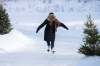 Daniel Crump / Winnipeg Free Press. Kris Kuzdub, an event organizer for The Green Action Centre’s Jack Frost Challenge, takes a lap on the Assiniboine river near the Hugo Docks.