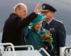 The Queen and Prince Philip wave as they depart Winnipeg on Oct. 9, 2002. Prince Philip, the Queen's husband of more than 70 years, passed away at Windsor Castle on Friday, Buckingham Palace announced. (Adrian Wyld / The Canadian Press files)