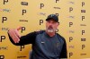 FILE - In this March 12, 2020, file photo, Pittsburgh Pirates manager Derek Shelton addresses the media after a spring training baseball game against the Toronto Blue Jays, in Bradenton, Fla. Shelton can't wait to get around his players, and not just because the first-year Pirates manager can show off his new pair of Jordans. Shelton is in a tight spot as he tries to get up to speed quickly with an organization he's been a part of for less than seven months.(AP Photo/Carlos Osorio, File)