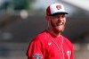 FILE - In this Feb. 14, 2020, file photo, Washington Nationals pitcher Stephen Strasburg laughs during spring training baseball practice in West Palm Beach, Fla. (AP Photo/Jeff Roberson, File)