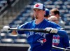 FILE - In this Feb. 25, 2019, file photo, Toronto Blue Jays' Reese McGuire takes batting practice before a spring training baseball game against the New York Yankees in Tampa, Fla. McGuire is facing an indecent exposure charge in Florida. Deputies were dispatched to a shopping center parking lot in Dunedin, Fla., on Friday afternoon, Feb. 7, 2020, following reports that a man sitting inside an SUV was exposing himself, according to a Pinellas County Sheriff's Office news release. (AP Photo/Lynne Sladky, File)
