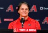 FILE - In this May 17, 2014, file photo, Tony La Russa, newly hired as chief baseball officer for the Arizona Diamondbacks, speaks to reporters after being introduced in Phoenix. The Los Angeles Angels granted the Chicago White Sox permission to interview Hall of Famer Tony La Russa for their managing job, a person familiar with the situation said Wednesday, Oct. 14, 2020. A three-time World Series-winning manager, the 76-year-old La Russa joined the Angels prior to this season as senior advisor of baseball operations. (AP Photo/Matt York, File)