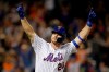 FILE - In this Sept. 28, 2019, file photo, New York Mets' Pete Alonso reacts after hitting his 53rd home run of the season during the third inning of a baseball game against the Atlanta Braves in New York. Alonso clubbed a rookie-record 53 homers and the Mets finished only three games out of a playoff spot last season following a big second half. (AP Photo/Adam Hunger, File)