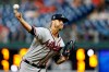 FILE - In this Sept. 11, 2019, file photo, Atlanta Braves' Shane Greene throws during a baseball game against the Philadelphia Phillies in Philadelphia. The Braves defeated Greene in the first salary arbitration case this year, and the reliever will be paid $6.25 million instead of his request for $6.75 million. Arbitrators Gary Kendellen, Brian Keller and Allen Ponak made the decision Wednesday, Feb. 5, 2020, a day after hearing arguments. (AP Photo/Matt Slocum, File)