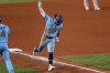 Toronto Blue Jays' Bo Bichette celebrates his home run off Miami Marlins pitcher Brad Boxberger during the eighth inning of a baseball game, Wednesday, Aug. 12, 2020, in Buffalo, N.Y. (AP Photo/Jeffrey T. Barnes)