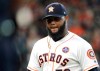 FILE - In this Sept. 16, 2017 file photo Houston Astros relief pitcher Francis Martes walks toward the dugout after being pulled during the eighth inning of a baseball game against the Seattle Mariners in Houston. Martes was suspended for the 2020 season following his second positive test for a performance-enhancing substance under baseball's major league drug program. Martes tested positive for Boldenone, the commissioner's office said Monday, Feb. 17, 2020. Boldenone is sold under the brand name Equipose and is used commonly on horses. (AP Photo/David J. Phillip, file)