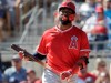 Los Angeles Angels' Jo Adell during the third inning of a spring training baseball game against the Los Angeles Dodgers, Wednesday, Feb. 26, 2020, in Glendale, Ariz. Top prospect Jo Adell is joining the Angels, a baseball source with knowledge of the decision tells The Associated Press. The source spoke on condition of anonymity Monday, Aug. 3, 2020 because the Angels hadn't yet announced the transaction. (AP Photo/Gregory Bull)
