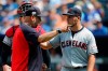 FILE - In a Sunday, July 28, 2019 file photo, Cleveland Indians manager Terry Francona, left, has words with pitcherTrevor Bauer, right, as Bauer is taken out in the fifth inning of a baseball game against the Kansas City Royals at Kauffman Stadium in Kansas City, Mo. Francona said Sunday, July 5, 2020 that he believes the Indians need to change their name. “I think it's time to move forward,” Francona said Sunday. (AP Photo/Colin E. Braley, File)