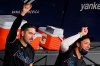 Miami Marlins players react from the dugout after teammate Chad Wallach got a base hit during the sixth inning of a baseball game against the New York Yankees, Sunday, Sept. 27, 2020, at Yankee Stadium in New York. (AP Photo/Kathy Willens)