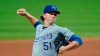 Kansas City Royals starting pitcher Brady Singer delivers in the seventh inning of the baseball team's game against the Cleveland Indians, Thursday, Sept. 10, 2020, in Cleveland. (AP Photo/Tony Dejak)