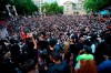 A crowd gather in Pioneer Square in downtown Portland by dusk on Tuesday, June 2, 2020 as protests continued for a sixth night in Portland, demonstrating against the death of George Floyd. Floyd died after being restrained by Minneapolis police officers on May 25.(Sean Meagher/The Oregonian via AP)