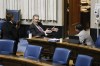 Manitoba premier Brian Pallister, centre, speaks with Ministers Ron Schuler, left, and Jeff Wharton at an emergency COVID-19 physically distanced session at the Manitoba Legislature in Winnipeg, Wednesday, April 15, 2020. Manitoba drivers are going to get insurance rebates in the coming weeks. The provincial government says it's planning to issue cheques with rebates of 11 per cent, worth roughly $150 for the average policy holder.THE CANADIAN PRESS/John Woods