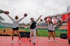 FILE - In this May 5, 2020, file photo, SK Wyverns' cheerleaders cheer for their team during a baseball game against Hanwha Eagles in Incheon, South Korea. South Korea's professional baseball league said on Tuesday, June 30, it will require fans to wear masks and to sit at least a seat apart as it prepares to bring back spectators in the coming weeks amid the coronavirus pandemic.(AP Photo/Lee Jin-man, File)