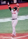 Boston Red Sox's Michael Chavis celebrates after hitting a two-run home run off Tampa Bay Rays starter Ryan Yarbrough during the sixth inning of a baseball game Wednesday, Aug. 5, 2020, in St. Petersburg, Fla. (AP Photo/Steve Nesius)